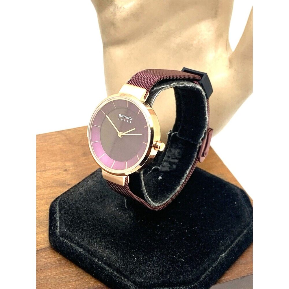 Bering Women's Watch 14631-969 Solar Rose Gold Purple Mesh Steel Band 31mm - Picture 13 of 13